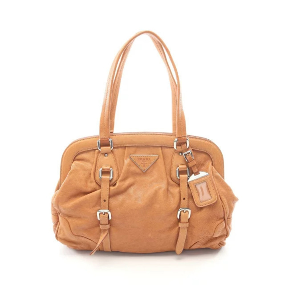 Prada Triangle Tote Tessuto Saffiano Bag Leather Brown